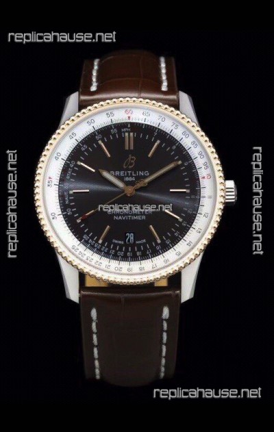 Breitling Navitimer 1 Automatic Swiss Replica Watch in Brown Dial Rose Gold Bezel