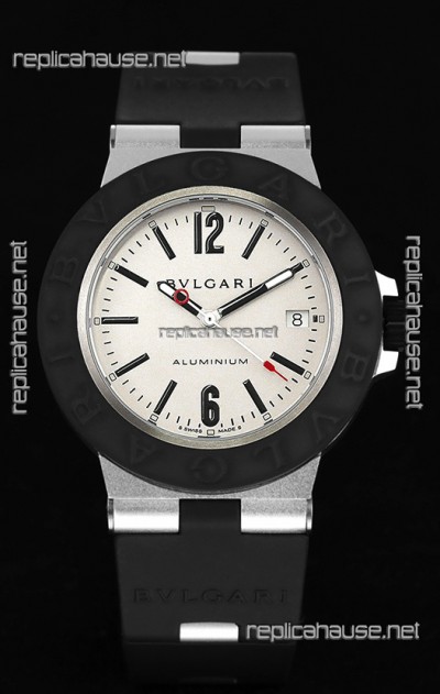 Bvlgari Aluminum 1:1 Mirror Swisss Replica Watch in White Dial 
