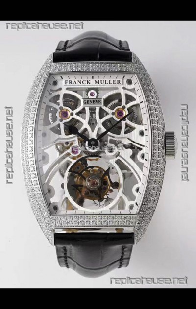 Franck Muller Fast Tourbillon Edition 1:1 Mirror Swiss Replica Watch in Diamonds Casing 