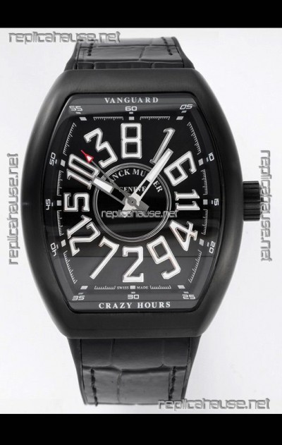 Franck Muller Vanguard Crazy Hours in DLC Coated Casing Swiss Replica Watch 