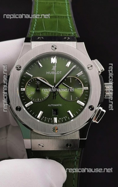 Hublot Classic Fusion Chronograph Stainless Steel Casing Green Dial 1:1 Mirror Replica Watch 