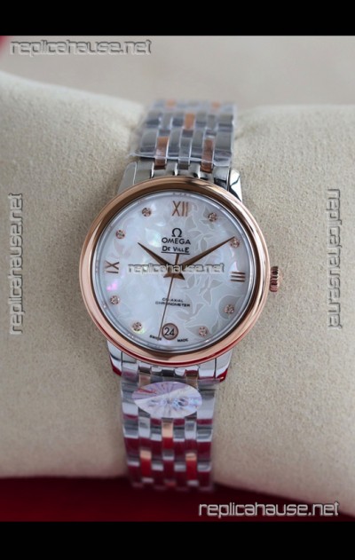 Omega De Ville Edition Swiss Automatic Watch in Two Tone Rose Gold White Dial 