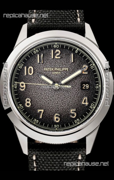 Patek Philippe Calatrava 5226G-001 904L Steel 1:1 Mirror Replica Watch Hybrid Leather/Canvas Strap