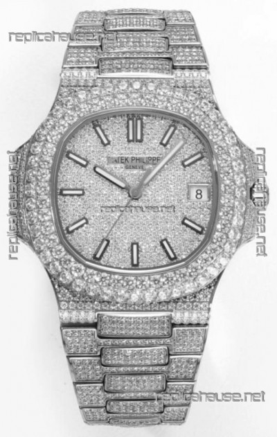 Patek Philippe Nautilus 5711/A Swiss Replica Watch 1:1 Mirror Replica in 904L Steel Diamonds Casing