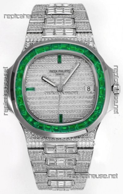 Patek Philippe Nautilus 5711/A Swiss Replica Watch 1:1 Mirror Replica in 904L Steel Diamonds Casing