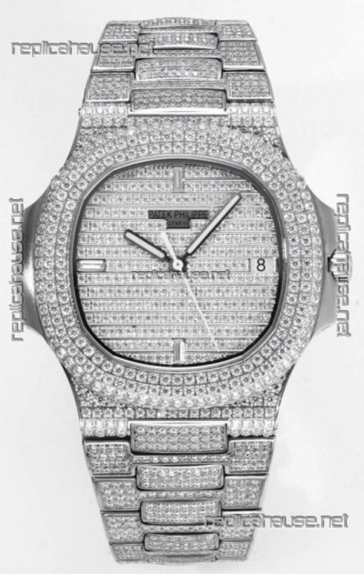Patek Philippe Nautilus 5711/A Swiss Replica Watch 1:1 Mirror Replica in 904L Steel Diamonds Casing