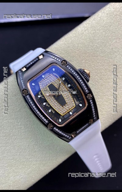 Richard Mille RM-07-01 Diamonds Dial Black Ceramic Ladies 1:1 Swiss Replica Watch 