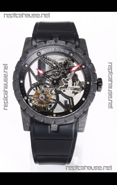 Roger Dubuis Excalibur Spider Flying Tourbillon Skeleton Carbon Casing 42MM 1:1 Mirror Swiss Watch