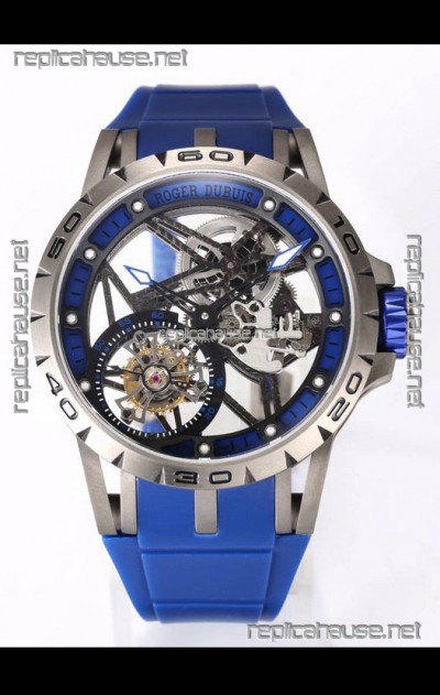 Roger Dubuis Excalibur Spider Flying Tourbillon Skeleton Titanium Casing 45MM  1:1 Mirror Swiss Watch