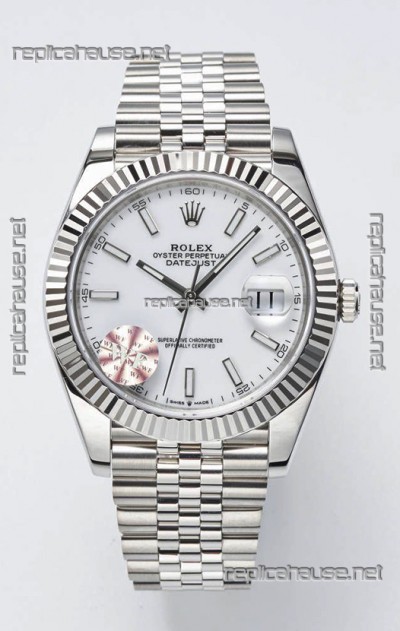 Rolex Datejust Cal.3235 Movement Swiss Watch 1:1 Mirror Replica 904L Steel 41MM - White Dial 