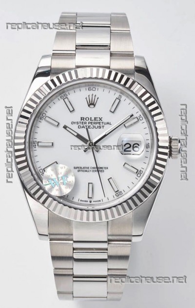 Rolex Datejust Cal.3235 Movement Swiss Watch 1:1 Mirror Replica 904L Steel 41MM - White Dial 