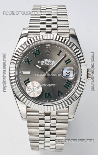 Rolex Datejust Cal.3235 WIMBLEDON Swiss Watch 1:1 Mirror Replica 904L Steel 41MM - Grey Dial 