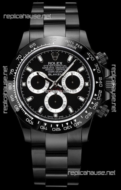 Rolex Daytona Blaken 1:1 Swiss Mirror Replica Black Dial Cal.4130 Movement (WITH BOX) 