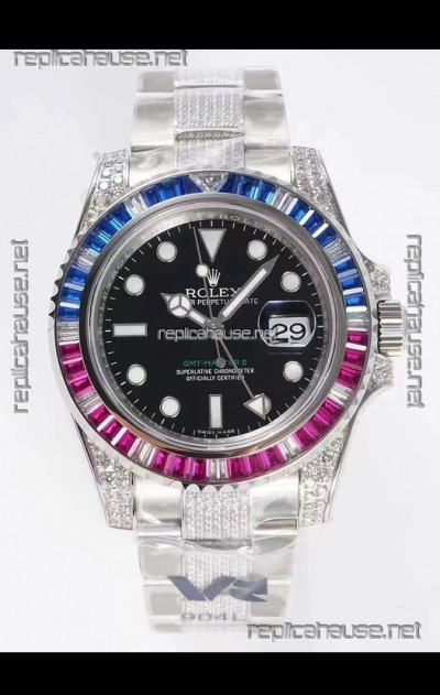 Rolex GMT Masters II Diamonds Swiss watch in 904L Case - 1:1 Mirror Quality