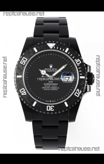 Rolex Submariner DiW DLC Coated Steel Casing Black Ceramic Bezel Edition Watch 