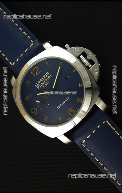 Panerai Luminor Marina GMT Ceramica Stainless Steel Japanese Replica Watch 
