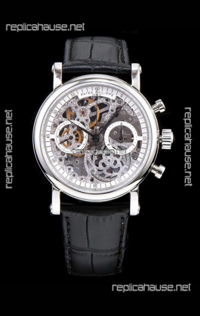 Patek Philippe Complications Skeleton Chronograph Watch in 904L Steel Case
