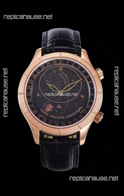 Patek Philippe 6102R Grand Compilations Handwind Swiss Replica Watch - Rugged Bezel Black Dial