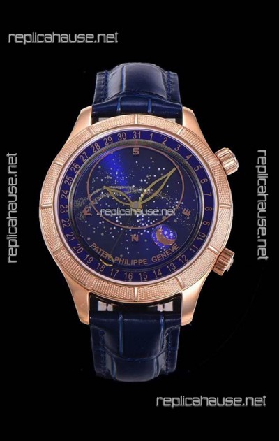 Patek Philippe 6102R Grand Compilations Handwind Swiss Replica Watch - Rugged Bezel Blue Dial