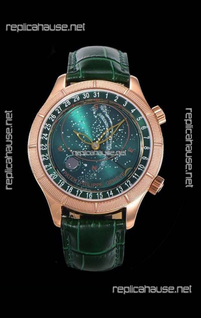 Patek Philippe 6102R Grand Compilations Handwind Swiss Replica Watch - Rugged Bezel Green Dial