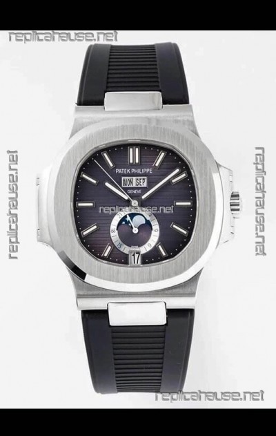 Patek Philippe Nautilus 5726A 1:1 Mirror Swiss Watch Blue Dial Rubber Strap