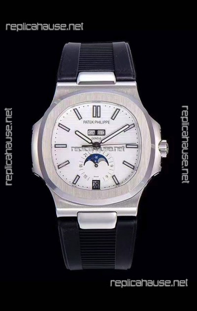 Patek Philippe Nautilus 5726A 1:1 Mirror Swiss Watch White Dial Rubber Strap 