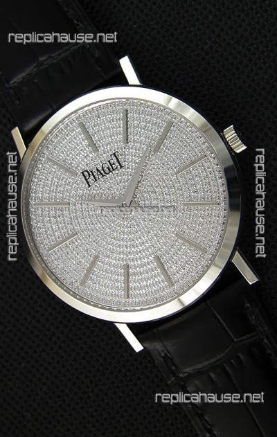 Piaget Altiplano G0A36128 Paved Diam Dial Swiss Quartz Replica Watch in Steel Case