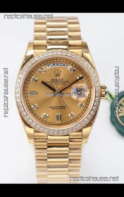 Rolex Day Date Presidential 18K Yellow Gold Watch 36MM - Gold Dial 1:1 Mirror Quality