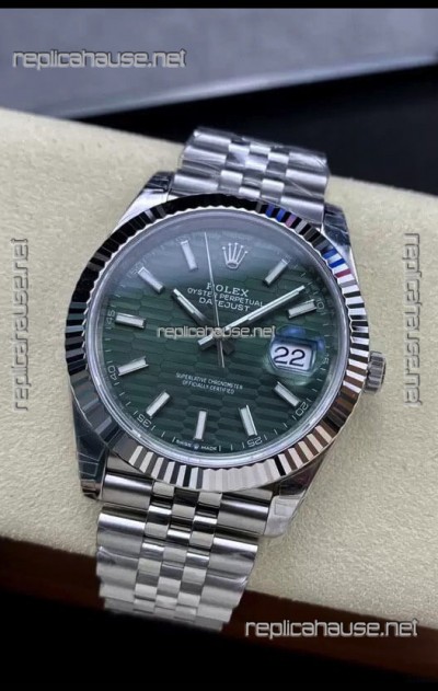 Rolex Datejust Cal.3235 Movement 1:1 Mirror Replica 904L Steel 41MM - Green Fluted Motif Dial