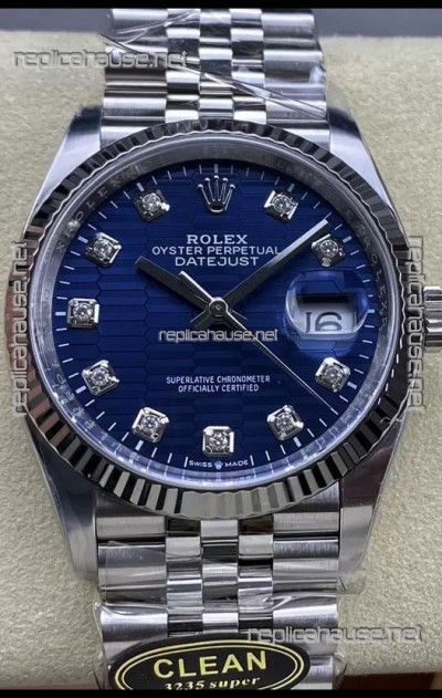 Rolex Datejust Cal.3235 Movement 1:1 Mirror Replica 904L Steel 36MM - Blue Fluted Motif Dial