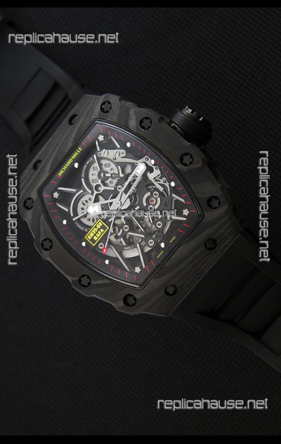Richard Mille RM35-2 Rafael Nadal Forged Carbon Case with Black Rubber Strap