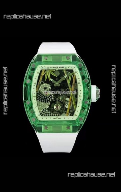 Richard Mille RM26-01 Tourbillon Panda Transparent Sapphires Casing Watch - Super Clone Replica