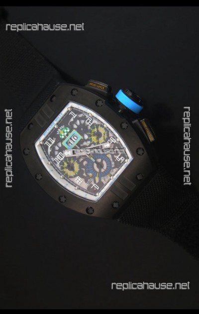 Richard Mille RM011 Filipe Massa PVD Swiss Replica Watch in Black Nylon Strap