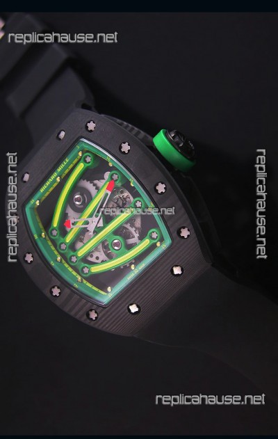 Richard Mille RM059 Yohan Blake Forged Carbon Case Swiss Replica Watch in Green Bezel