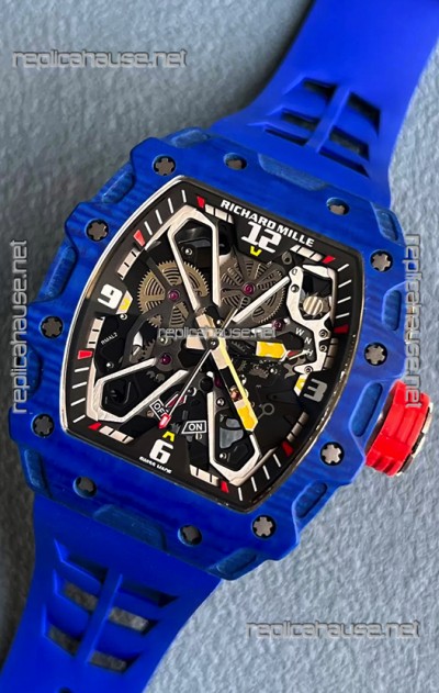 Richard Mille RM35-03 Rafael Nadal Edition Blue Carbon Fiber Casing 1:1 Mirror Replica Watch in Blue Strap