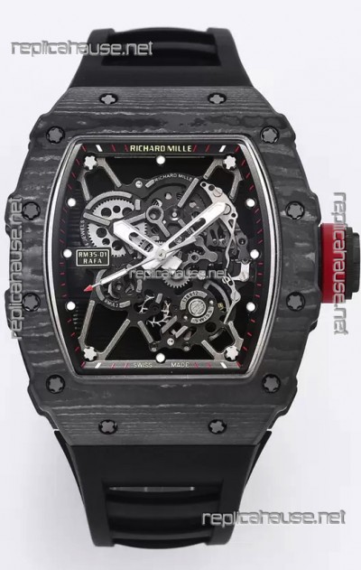 Richard Mille RM35-01 Rafael Nadal Carbon Fiber Casing with Genuine Tourbillon Super Clone Watch