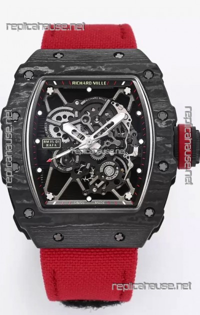 Richard Mille RM35-01 Rafael Nadal Carbon Fiber Casing with Genuine Tourbillon Super Clone Watch