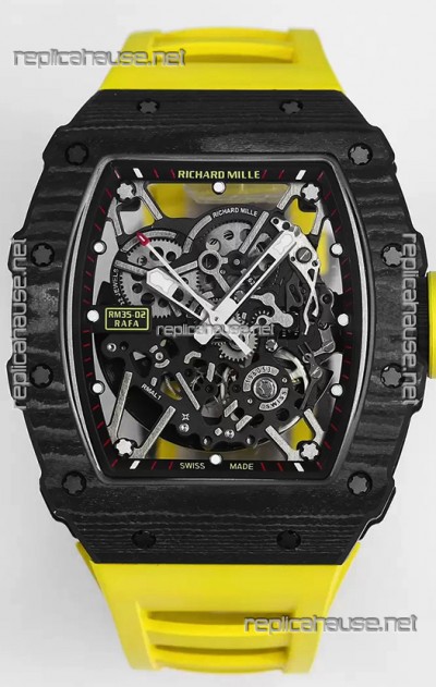 Richard Mille RM35-02 Rafael Nadal Carbon Fiber Casing with Genuine Tourbillon Super Clone Watch