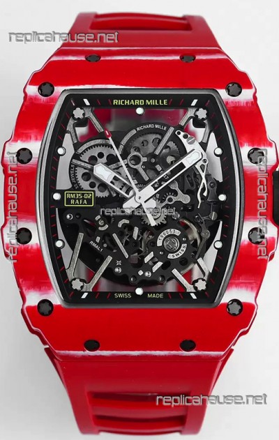 Richard Mille RM35-02 Rafael Nadal Carbon Fiber Casing with Genuine Tourbillon Super Clone Watch