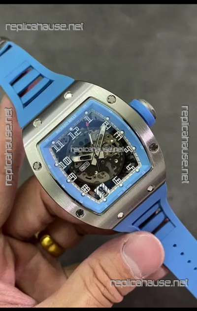 Richard Mille RM010 Stainless Steel Replica Watch in Blue Strap