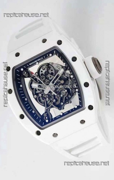 Richard Mille RM055 Ceramic Casing 1:1 Mirror Replica Watch in White Strap 