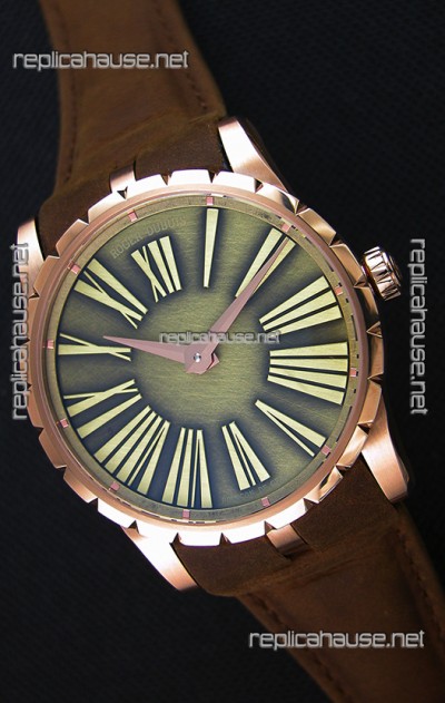 Roger Dubuis Excalibur Steel Case Green Dial Swiss Replica Watch