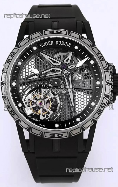 Roger Dubuis Excalibur Spider Pirelli Edition Titanium 1:1 Genuine Tourbillon Replica Watch 