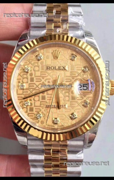 Rolex Datejust 41MM Cal.3135 Movement Swiss Replica Watch in 904L Steel Two Tone Casing Computer Dial