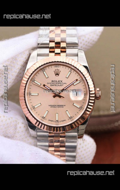 Rolex Datejust 41MM Cal.3135 Movement Swiss Replica Watch in 904L Steel Two Tone Champange Dial