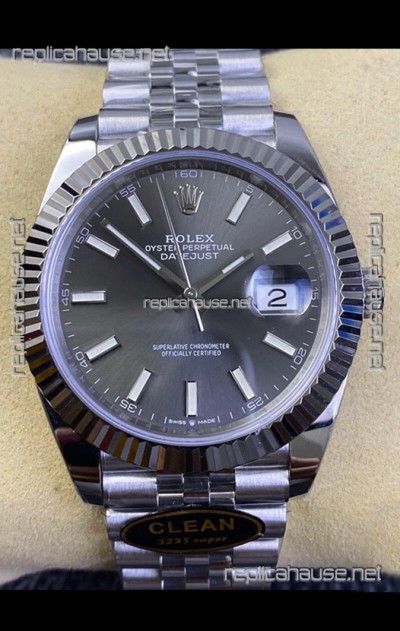 Rolex Datejust 41MM Cal.3135 Movement Swiss Replica Watch in 904L Steel  / Grey Dial