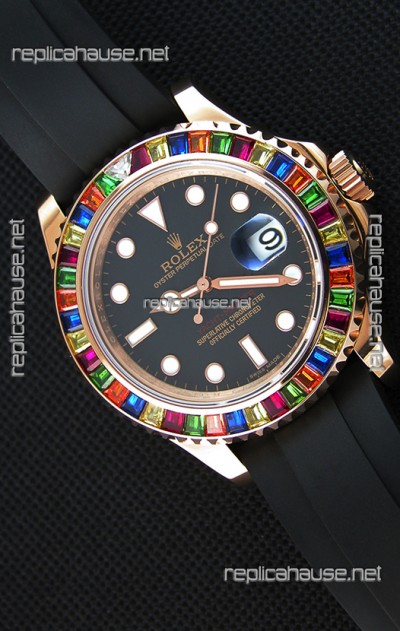 Rolex Yachtmaster 116695 Everose Gold Diamonds  1:1 Ultimate Mirror Replica Watch