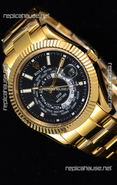 Rolex SkyDweller Swiss Watch in 18K Yellow Gold Case - DIW Edition Black Dial 