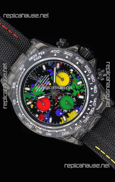 Rolex Daytona DiW Forged Cabon Casing 1:1 Mirror Replica Multicolored Dial