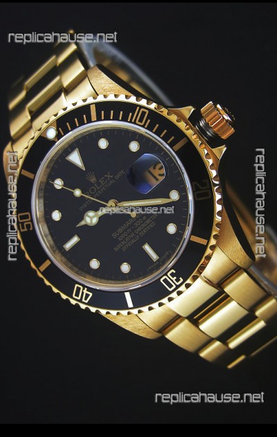 Rolex Submariner 16618 Gold Replica 1:1 Watch with Swiss 3135 Movement